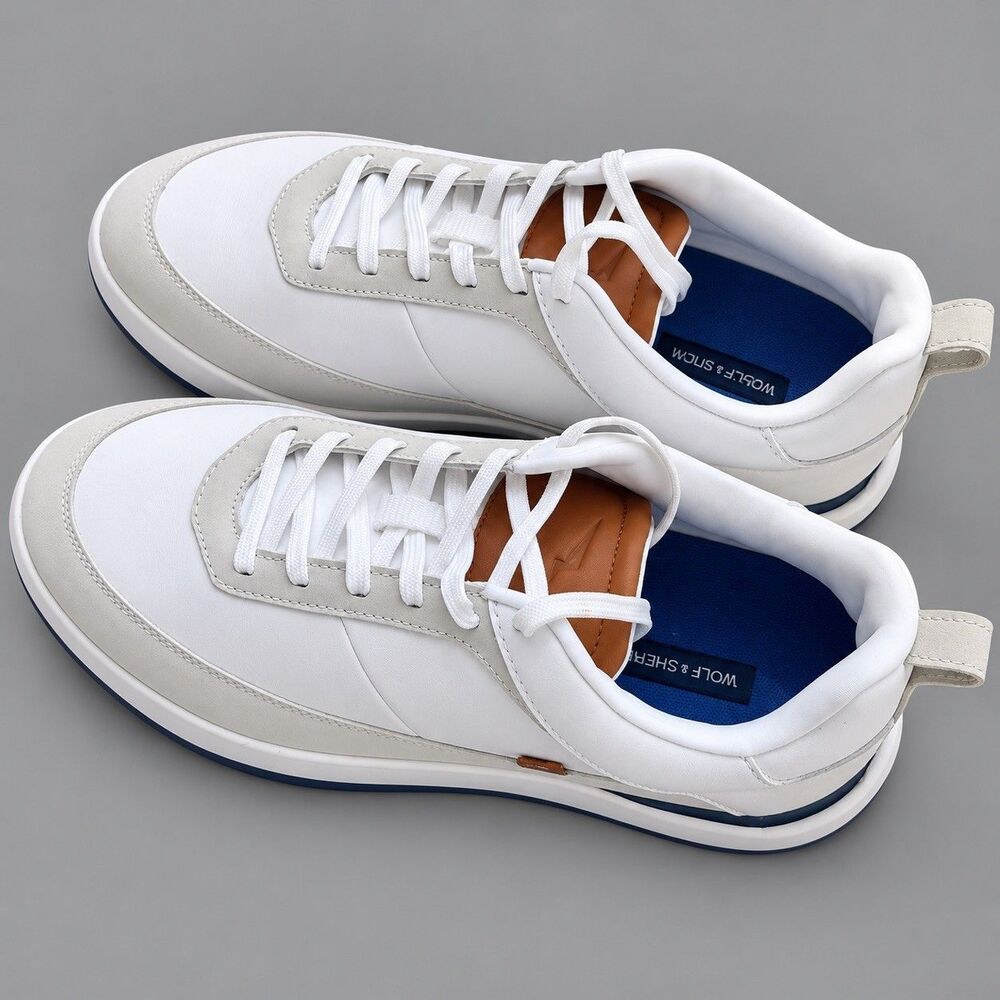 Wolf & Shepherd Baller One Sport Men's Size 10 White Grey Leather Sneakers